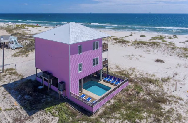 Gulf Front Private House, 5 suites, WiFi, piscine chauffée, pour 14 personnes, TV 4K 65 "& 55"