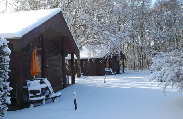 Piscine intérieure chauffée, magnifique lodge de 2 chambres situé dans un bois.