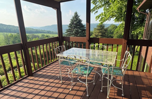 Hilltop, private, peaceful country living with a view of the Endless Mountains.