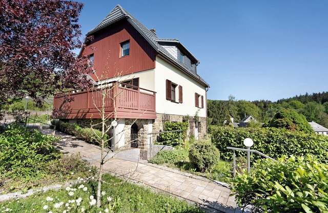 Maison de vacances 'Ferienhaus Pöhlbergblick' avec vue sur les montagnes, terrasse privée et Wi-Fi