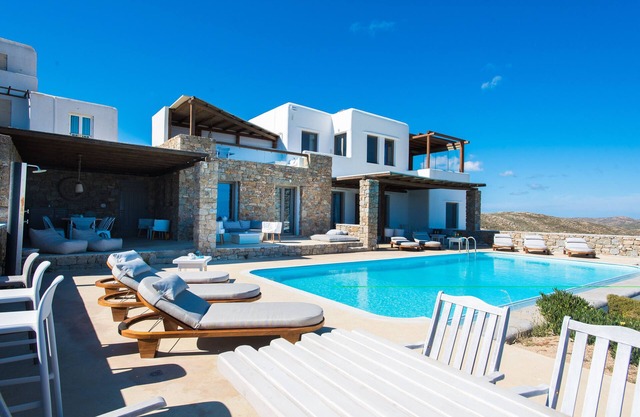 Maison de vacances 'Nike Of Selini Private Pool' avec vue sur la mer, Wi-Fi et climatisation.