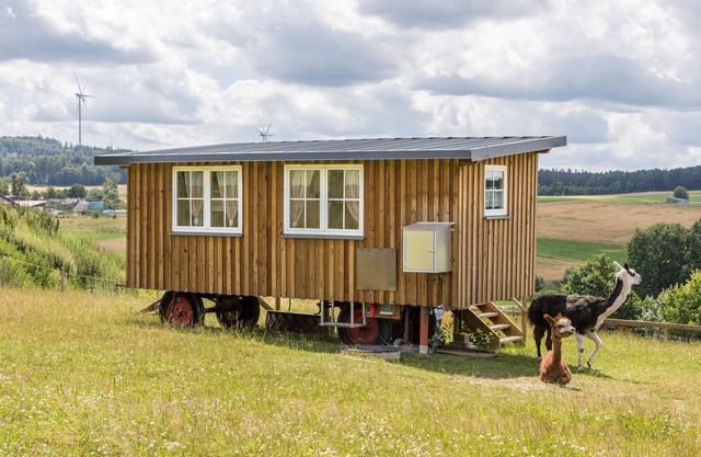 Maison de vacances 'Tinyhouse Alpakawiese' avec terrasse privée et jardin partagé