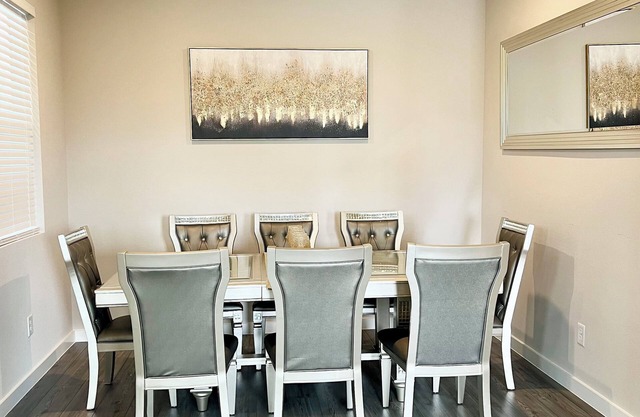 Home sweet home with 4 bedrooms/2.5 baths and 8 beds.