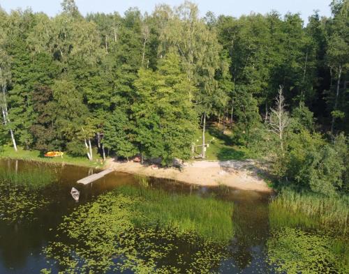 House by the lake with a sauna
