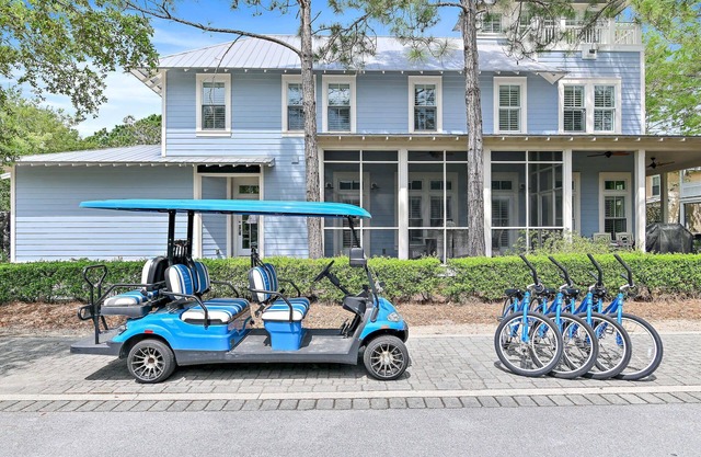 4 vélos inclus avec chaque séjour! 3 chambres king! Voiturette de golf 6 places! Chic côtier à l'aquarelle