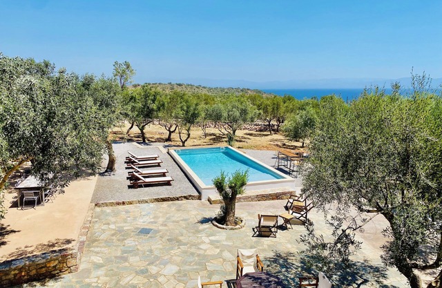 Seaview and Olives Villa Joyanna with pool - 3 minutes of the beach by car!