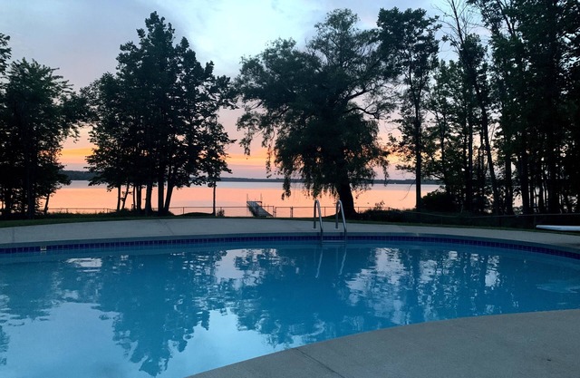 Crivitz waterfront property on Lake Noquebay with views from a pool!