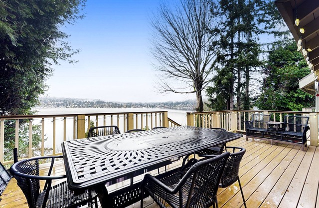 Lake Washington retreat with private dock, firepit, and stunning water views