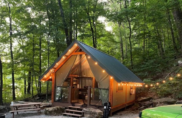 Lakeside Glamping Cabin with Boat Dock