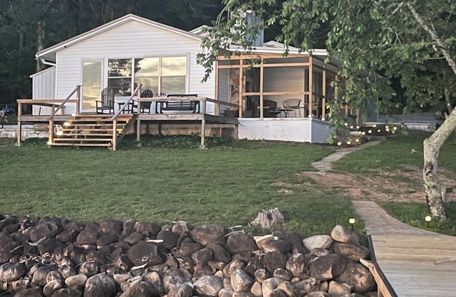 Lakefront home on the main channel w/ beautiful view and a boat ramp next door!