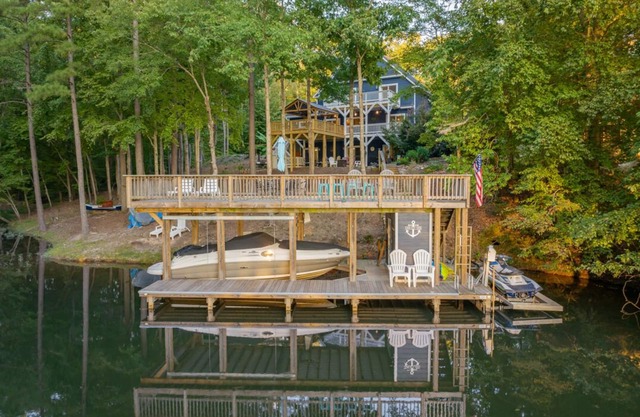 Lakefront Home w/ Pool, Lazy River, Dock, Firepit, Kayaks, Games, Pool Table