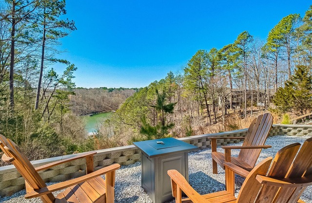 Lakefront home with a game room, washer/dryer, central AC & firepit