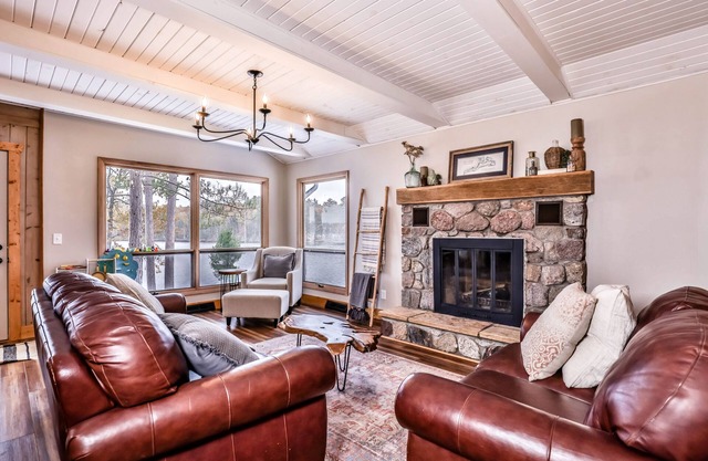 Lakefront home with private dock, deck, fireplace, firepit, canoe & paddleboat