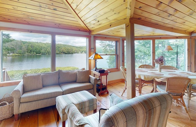 Lakefront home with firepit, yard, dock/water access, outdoor area, & W/D