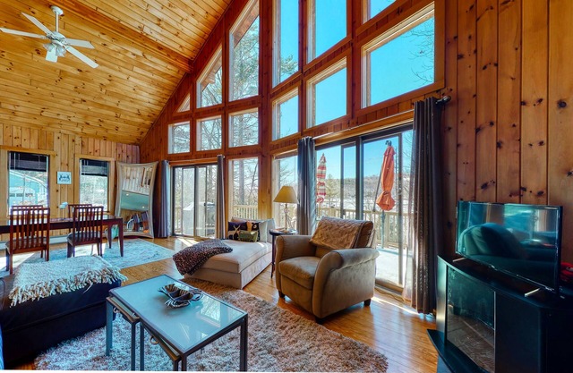 Lovely home on Crystal Lake w/ private dock, lake views, deck, & fireplace