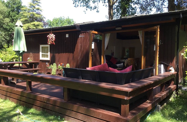 Charmant pavillon de pin sur un site de conservation des bois