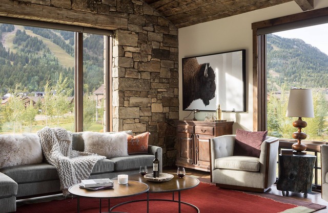 Maison de luxe avec vue imprenable sur les pentes de Jackson Hole Mountain Resort.