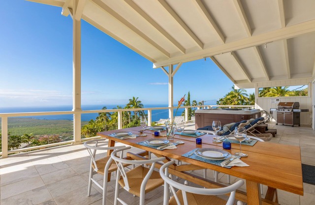 Maison de luxe avec vue imprenable sur l'océan au-dessus de la baie de Kealakekua - GRANDE véranda avec bain à remous