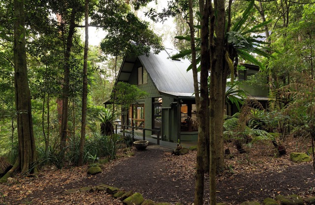 Lyrebird House, an off-grid escape nestled in Foxground's lush rainforest.