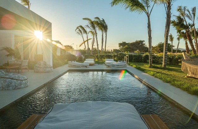 Masterful Kos Villa | Villa Sturgis | 2 Bedrooms | Spacious Furnished Sun Terrace | Private Outdoor Pool | BBQ Facilities | Shaded Outdoor Dining Area | Tesla Car Included | Shared Outdoor Gym, Playground, Cinema and Bar | Tigaki