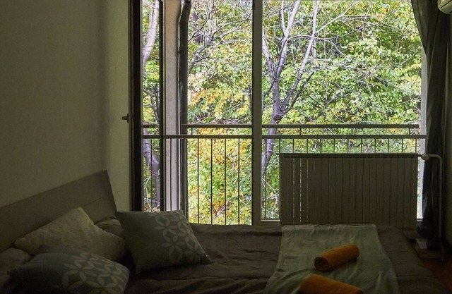 Chambre méditative avec vue sur la forêt