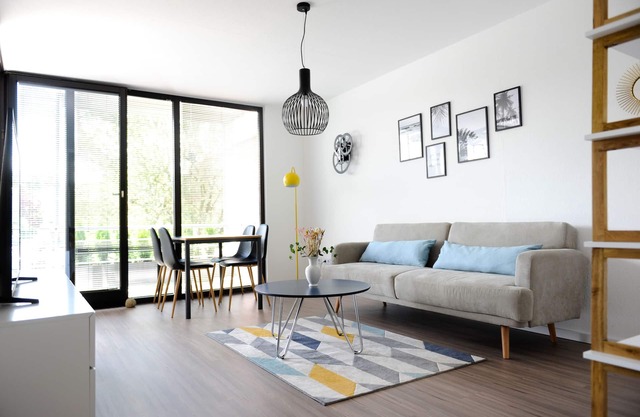 Modern apartment with a beautiful sunny balcony