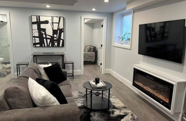 New Modern bright two bedroom private entry unit with salt water pool oasis!
