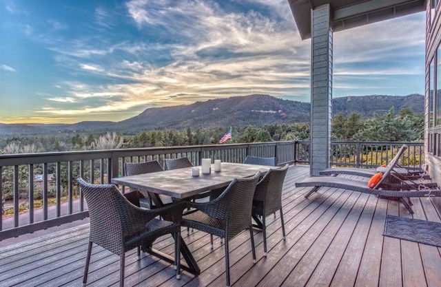 Modern Pine Retreat with Deck and Stunning Views!
