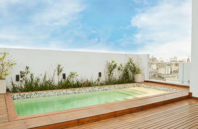 Modern studio apartment with balcony