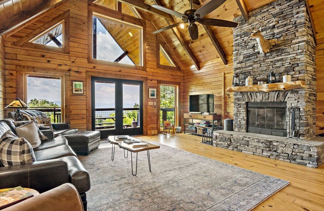 Moondance | Log Cabin with Hot Tub, Fire Pit & Mountain Views!
