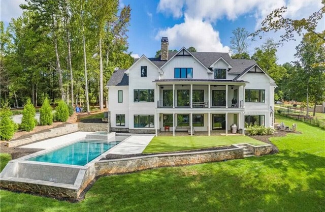 New Lake-Front Farmhouse Style Home with Private Pool and Dock