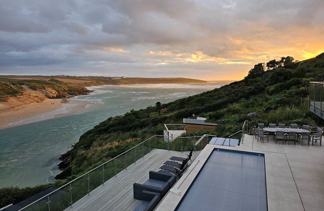 New Spectacular 7 bedroom house on south facing cliff overlooking beach and sea.