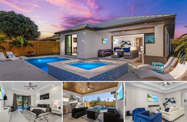 New Villa! Close to the 🏖️! Heated Pool/Spa, Lanai, Grill, EV🔌! Two King beds!
