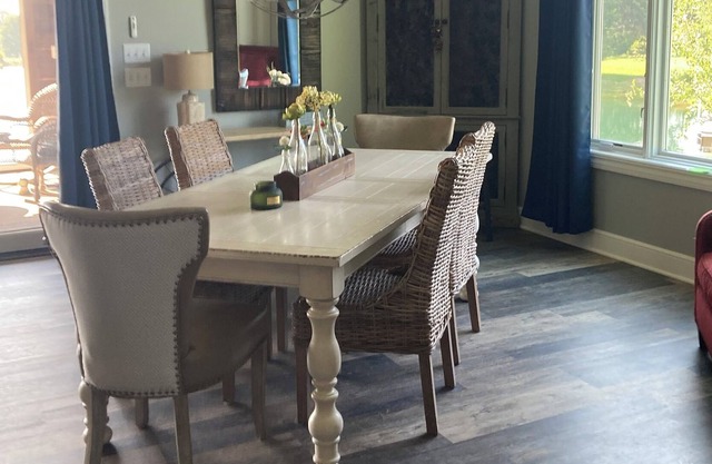 Newly built condo with waterfront views and outdoor entertaining amenities.