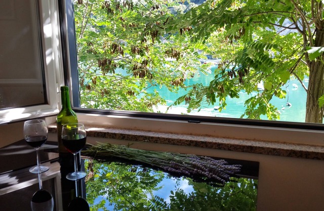 Belle maison avec vue sur la mer, directement sur la mer, animaux acceptés