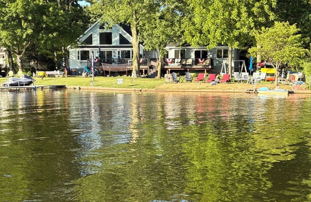 Large Picturesque Lakehouse-Pet Friendly w Beach, Hot Tub, Game Rm, & Tiki Hut
