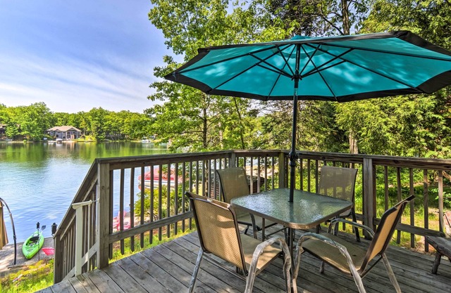 NOUVEAU chalet au bord du lac avec quai pour bateau et foyer extérieur!