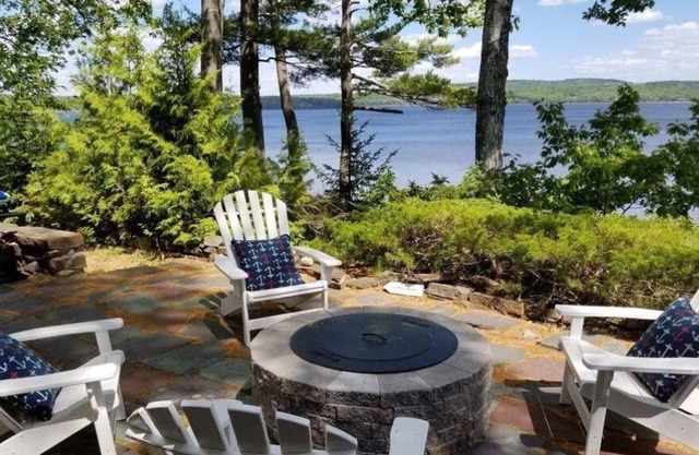 Ocean front Early 20th Century Knotty pine Cabin on scenic Penobscot Bay