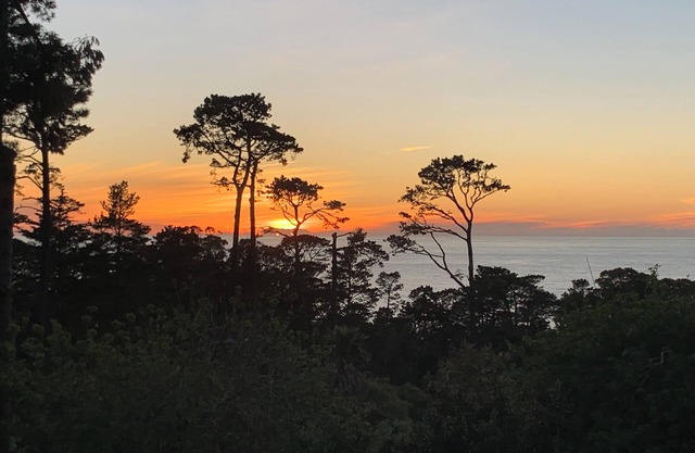 vue sur l'océan et le coucher du soleil; endroit calme sur grand terrain; bain à remous privé