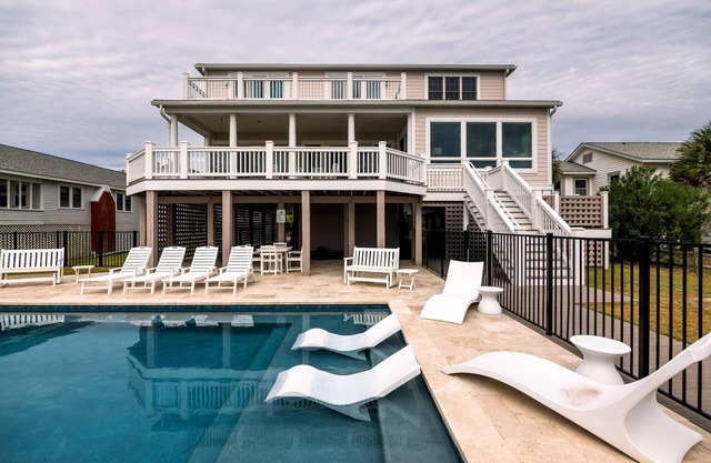 Oceanfront Showplace w/ Private Pool & Elevator; Expansive Beach & Ocean Views; Multiple Porches