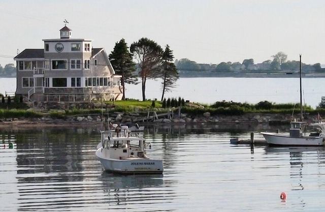 Vues panoramiques sur l'océan de Garrison Cove, Wills Gut et Casco Bay