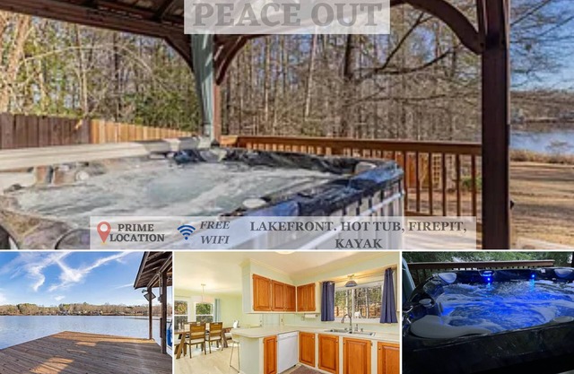 Peaceful Lakefront Home w/ Hot tub, Dock, Firepit, Kayak, Cornhole, Ramp nearby