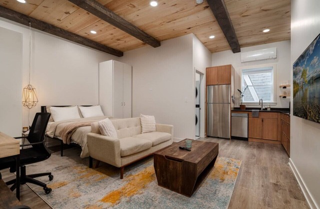 Pine Beam Bear Studio next to Blue Line