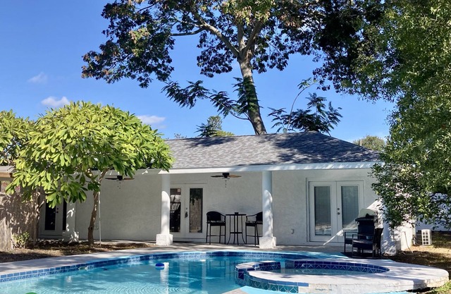 Private modern guest house with pool.