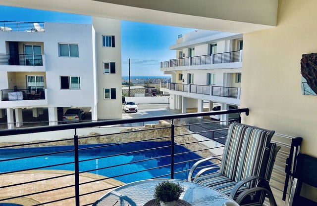 Quiet beachfront apartment in the Chromata Lagoon luxury complex with sea views