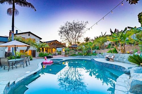 Resort style back yard heated pool and spa