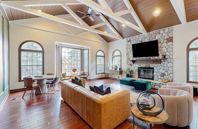 Retreat w/ speakeasy, fireplace, game room, & patio - near skiing & trails