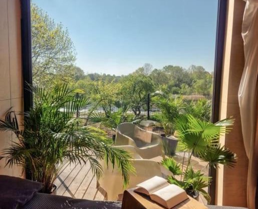 Riverfront Cabins in the garden