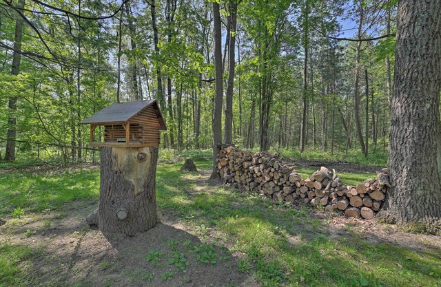 NEW! Rustic Wooded Retreat: Fire Pit, Near Trails!