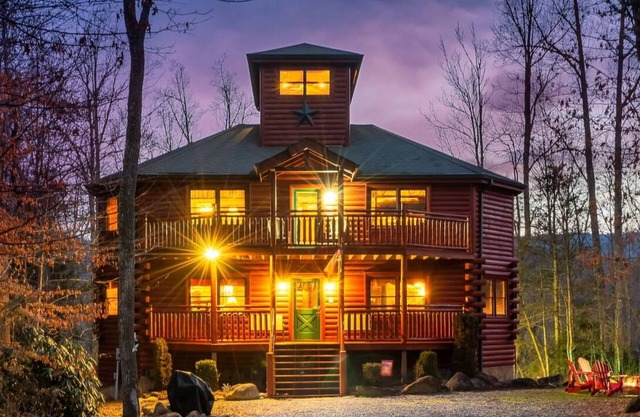 May Escape! 4-Story Luxury Cabin w/ Pool, Hot Tub & Theater—Perfect for Families